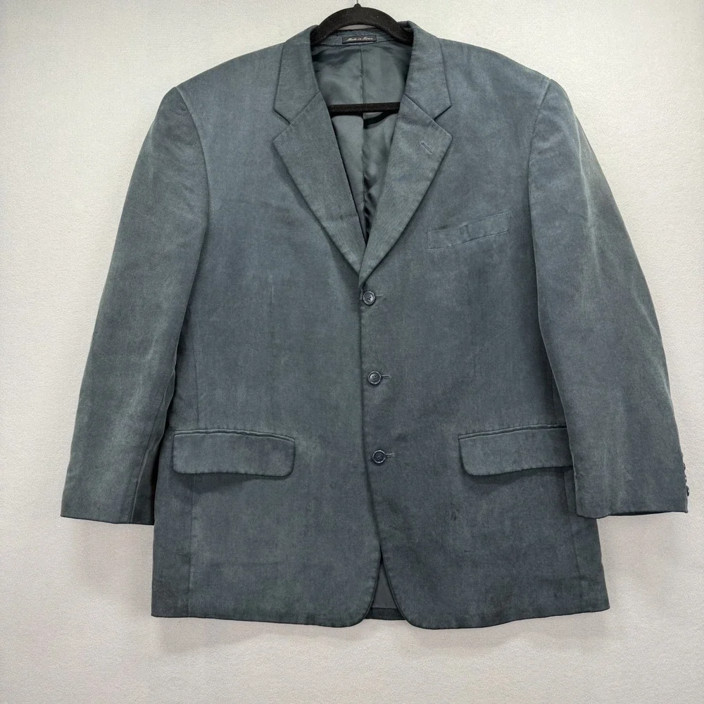 Alfani Blazer‎ Jacket Mens 44 Gray Lined Single Breasted Faux Suede Formal Coat